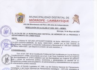 RESOLUCION Nº252-2021-MDM/A – APROBAR, el PLAN OPERATIVO INSTITUCIONAL MULTIANUAL 2022-2024